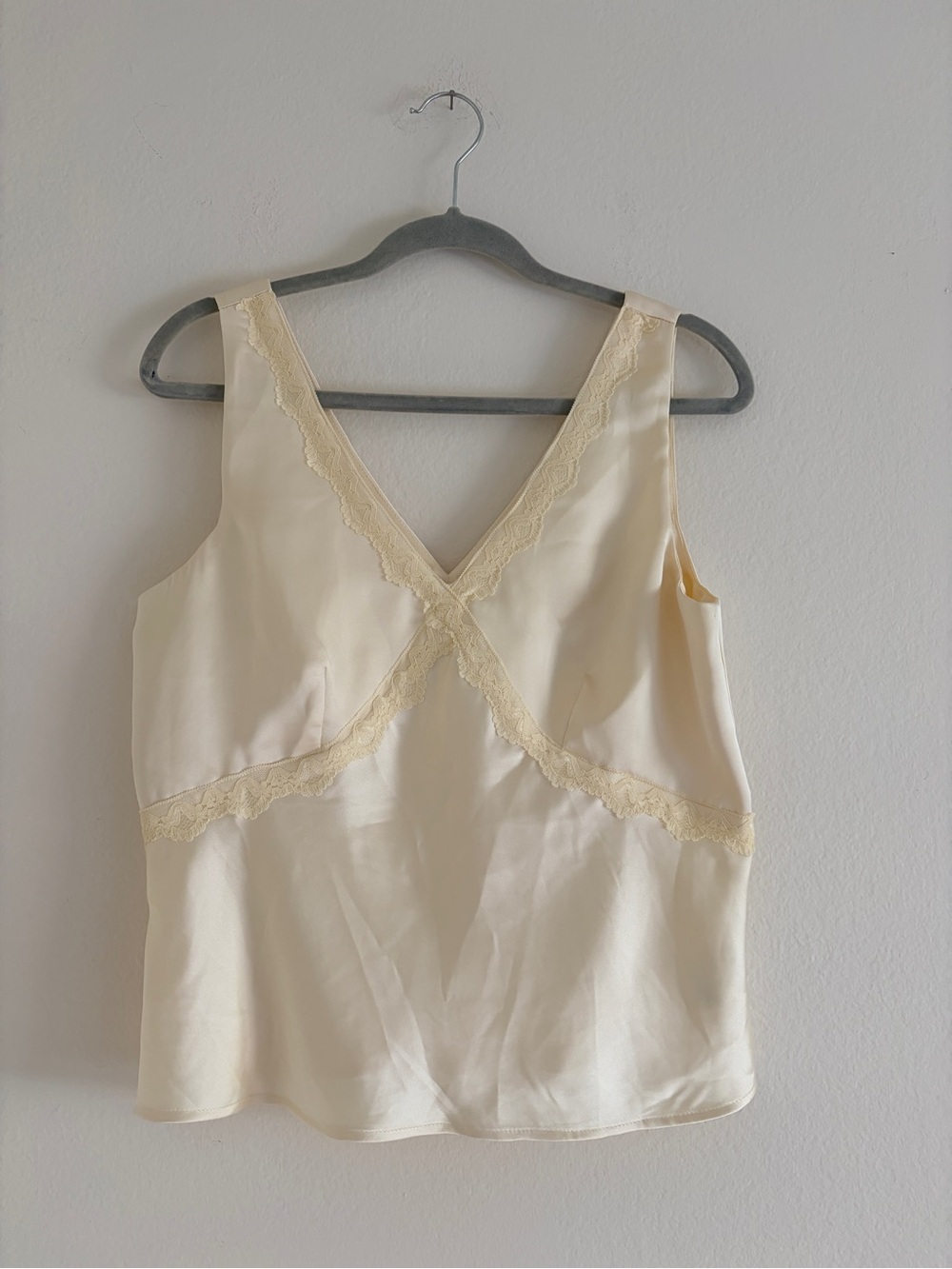 Butter Yellow Lace-Trim V-Neck Cami Tank Top